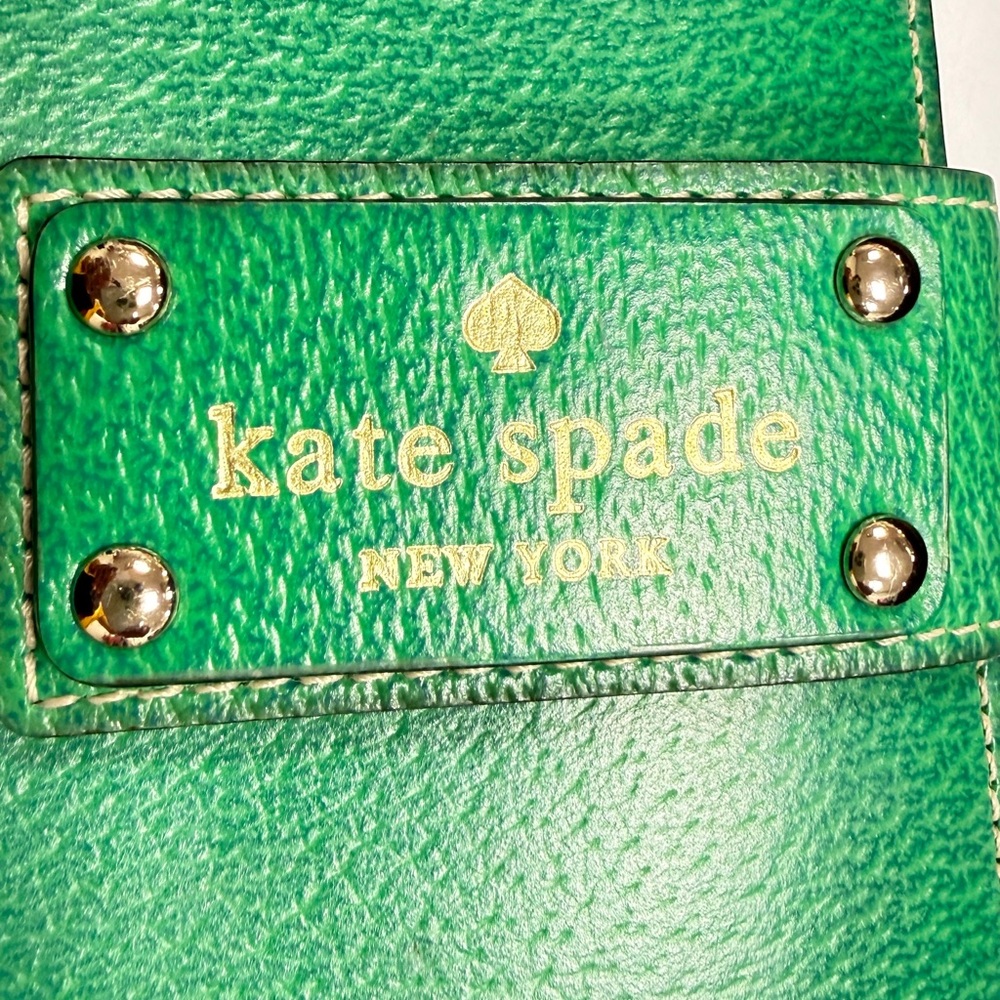 kate spade Green Leather Card Wallet with Gold Logo - Picture 2 of 7